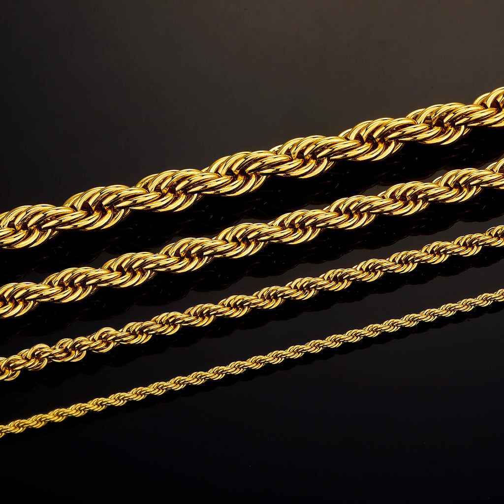 24k Color-retention Electroplated Twisted Rope Necklace And Bracelet