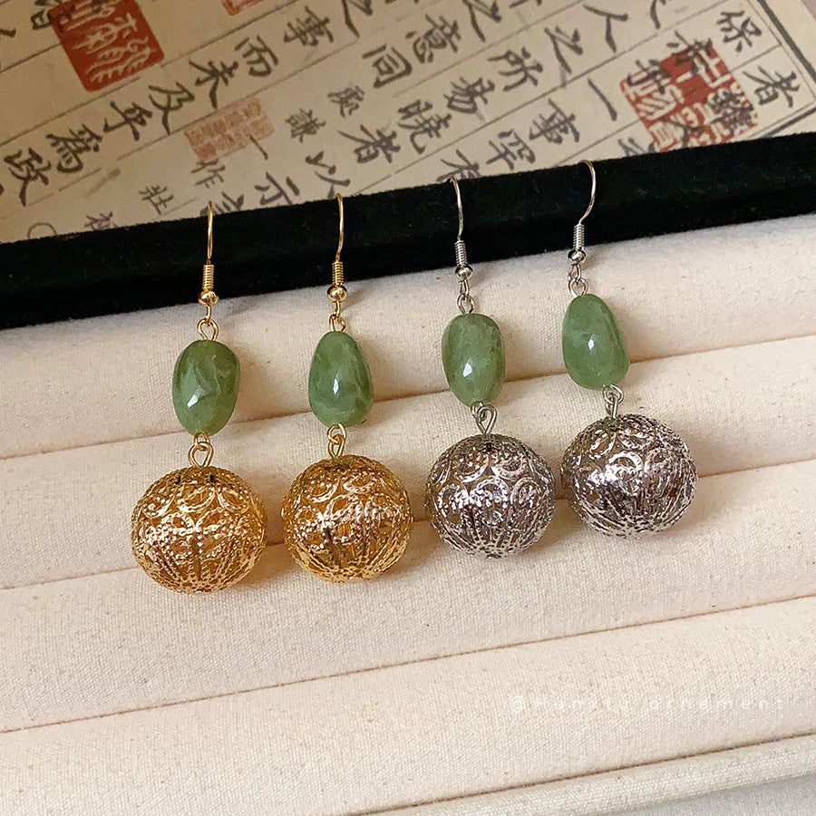 Retro-style Fashionable Round Hollow-out Earrings For Women