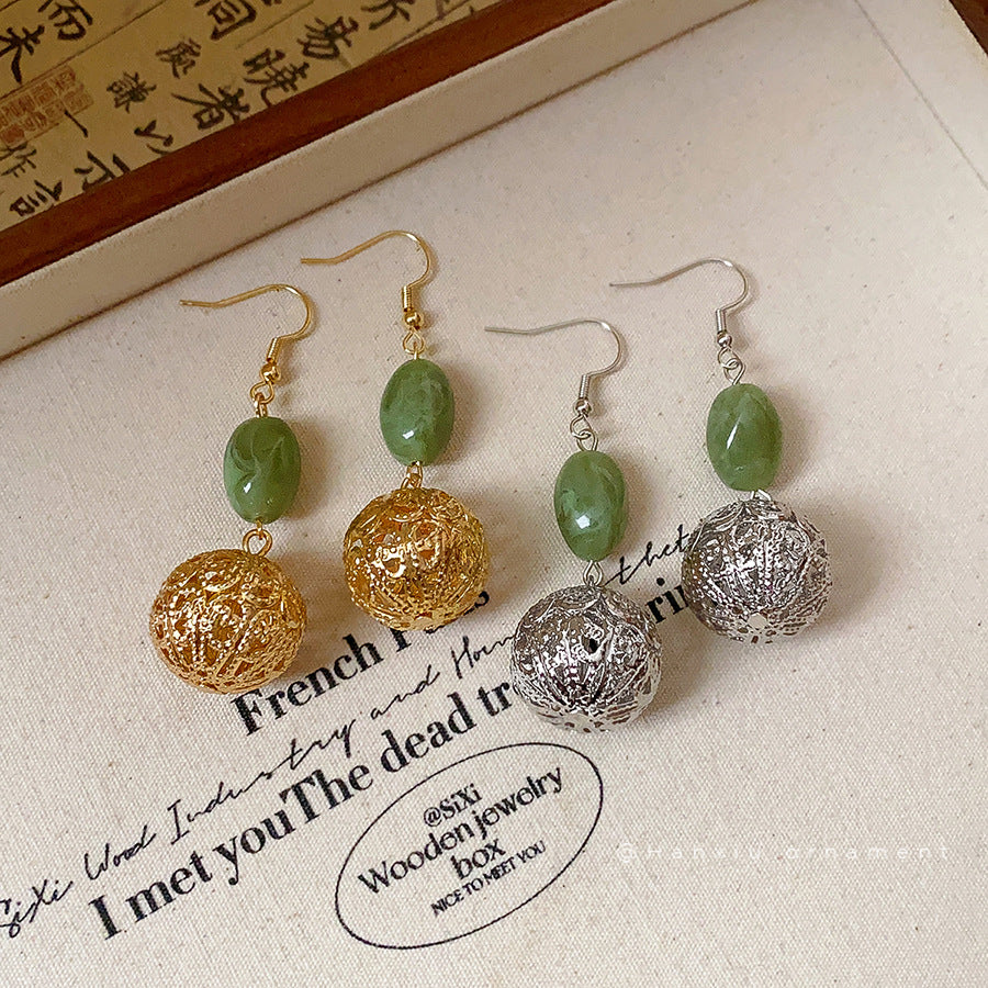 Retro-style Fashionable Round Hollow-out Earrings For Women